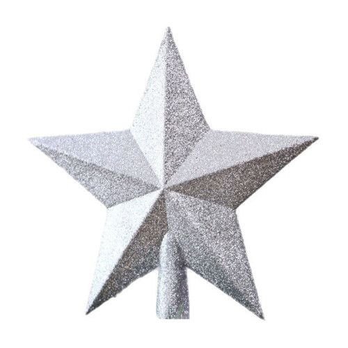 Christmas Tree Topper Glittering Star 8 Inch Silver 1
