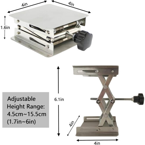 Lab Jack Scissor Stand 4" x 4" Adjustable 1.7–6" 5 kg 1