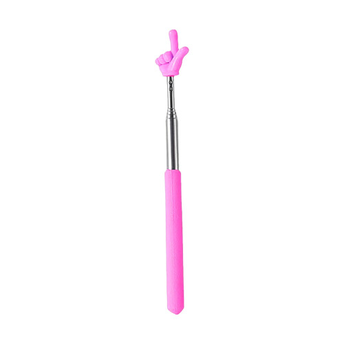 Telescopic Hand Gesture Pointer With Pink Finger Design, Extendable Guide Tool For Presentations & Interactive Sessions