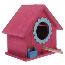 Bird House with Feeder Red Plastic 1Pcs for Garden and Outdoor Space