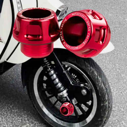 2xUniversal Motorcycle Front Fork Frame Sliders Sturdy Accessory CNC Aluminium Red 1