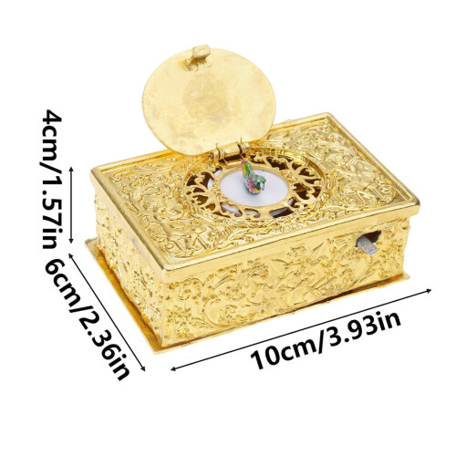 Classical Wind Up Singing Bird Decorative Music Box with European Embossed Pattern Alloy Construction Ornament Gift 2