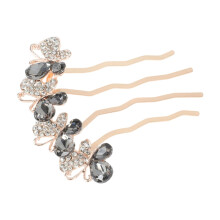Rhinestone Butterfly Decorative Hair Combs Stylish Bridal Side Comb Hair Accessory for Elegant Styling Black