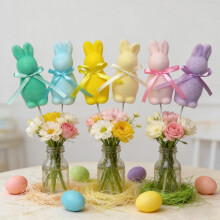 Artificial Easter Rabbit Flower Bouquets 6-Pack