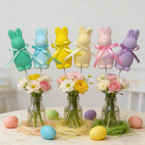 Artificial Easter Rabbit Flower Bouquets 6-Pack