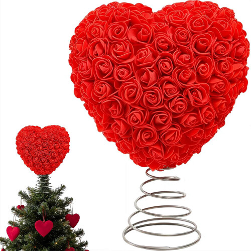 Heart-Shaped Rose Tree Topper for Valentine's Day