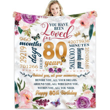 Kuscheldecke zum 80. Geburtstag für Frauen – Geschenkidee zum 80., 102 x 127 cm, passend zu Deko- und Geschenkideen zum 80. Geburtstag