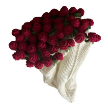 Handmade Crochet Rose Bouquet Blanket – Soft, Lightweight Knitted Throw for Mother's Day, Birthday & Home Decor (Compatible with standard beds)