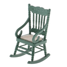 1/12 Wooden Rocking Chair for Dollhouse Miniature Furniture Decor Green