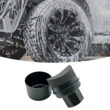 Car Wheel Polishing Waxing Curved Tire Sponge Brush with Cover Tire Clean Black Radians Hard