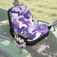 Purple Camo Riding Mower Seat Cover with Drink Pockets, Compatible with John Deere/Craftsman/Cub Cadet/Kubota
