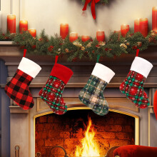 Red Christmas Stocking with White Snowflakes, 9" Small Hanging Stocking for Family Holiday – Compatible with Standard Hooks