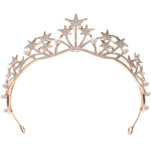 1Pc Elegant Golden Fairy Tiara with Rhinestone for Wedding and Party