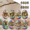 Easter Bunny Egg Charm Set Wooden Keychain 1pc 2