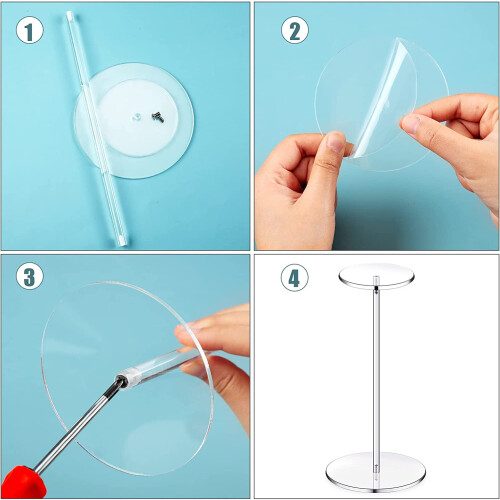Chunful4-Pack Διαφανής Ακρυλική Βάση για Καπέλο, Ράφι για Περούκες & Κοσμήματα, Συμβατή 1