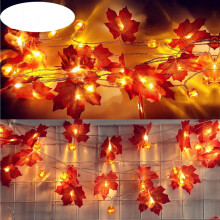 2PCS Halloween Pumpkin & Maple Leaf Garland Lights, 5ft, 10 LED, Indoor/Outdoor Decor – Compatible with Halloween