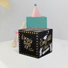 Boîte de décoration de fête noire, porte-cartes de félicitations pour cartes de vœux et enveloppes pour argent