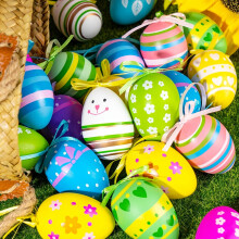 12pcs Easter Eggs Decoration Colorful Plastic Egg Hanging Ornaments Easter Tree Decoration