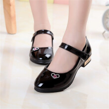 Girls Mary Jane Shoes with Crystal Bow and Hook-and-Loop