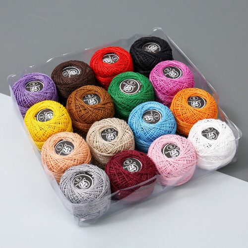 10/12/16 Colors Lace Stitch Thread, Hand Ball Artificial Silk Embroidery Thread Box, Solid Color Sewing Threads for Crafting, DIY Projects