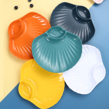 Chip & Dip Platter, 7.4" Shell-Shaped BPA-Free Plastic Plate with Saucer – Microwave Safe, Reusable, Party Serving Dish