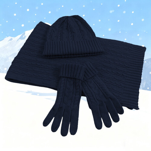 Conjunto de gorro y bufanda de punto de invierno, hilo suave, 2 piezas 1