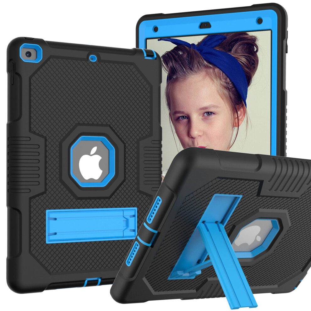 Shockproof 3-Layer Case For Apple Ipad 9Th Gen 10.2" (2021), Compatible With Ipad 10.2" 2019Â2021, + Black/Blue 9170372321339