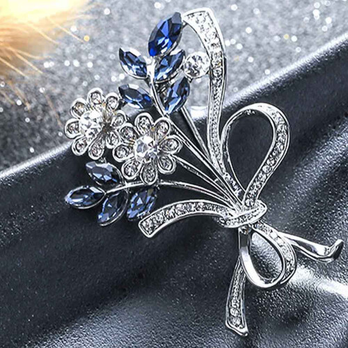4PCS Vintage Crystal Flower Leaf Bouquet Clusters Μεγάλη Καρφίτσα Καρφίτσας για Γυναικείο Τόνο 2