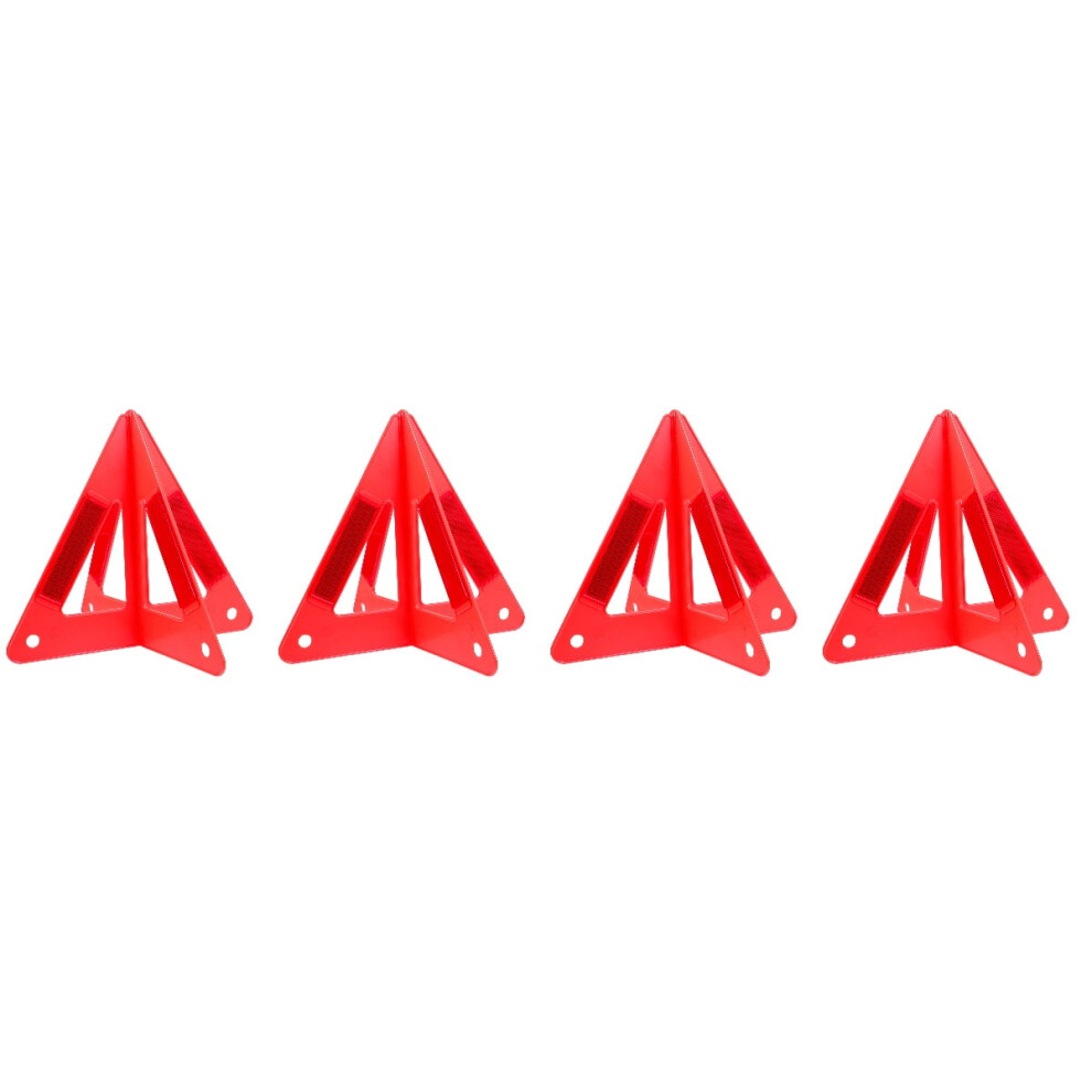 4 Pcs Reflective Roadside Triangles Reflector Traffic Cones Neon Sign Red 9193271234098