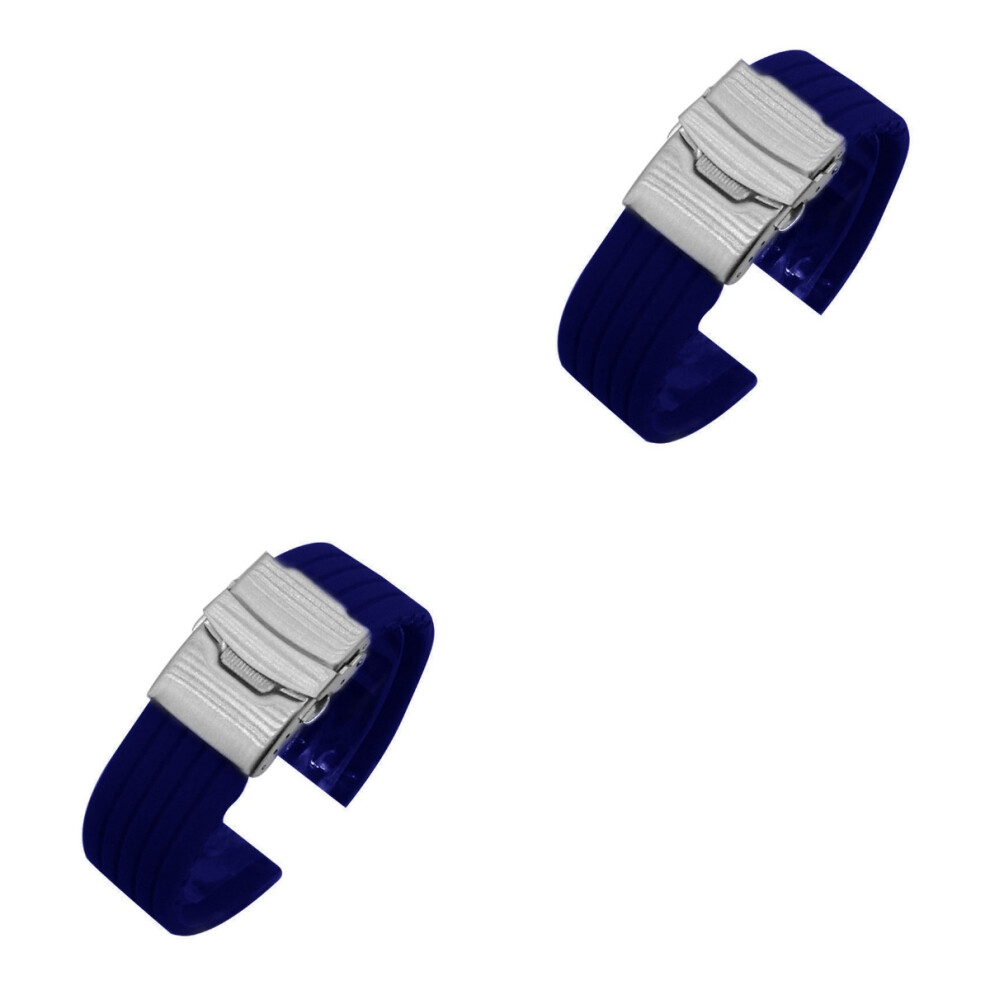 2Pcs Watch Strap 20Mm Silicone Breathable Replacement Band Blue 3713519454956
