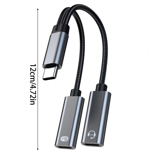 Type C splitteradapter til hovedtelefoner, opladning og lyd 2