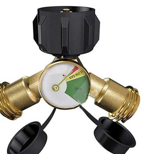 Propantanksplitter med måler, 2-veis Y-adapter, gull 2