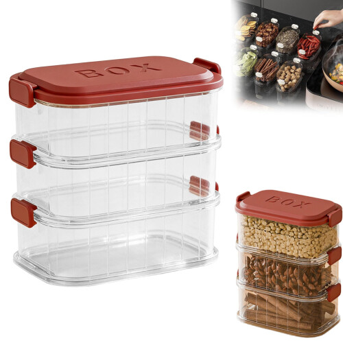 3-Tier Stackable Storage Box with Divided Tray 1 Pack 1