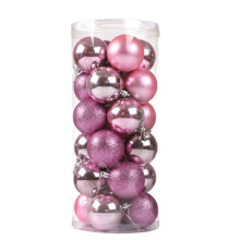 Pink Mini Christmas Balls Ornaments Set, 24Pcs 1.18" Shatterproof Plastic Tree Decorations – Compatible with All Standard Trees