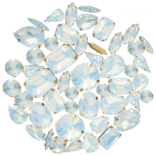 50pcs Mixed Shape Sew-On Rhinestones with Holes, Hand-Sewable for DIY Craft & Sewing Decoration