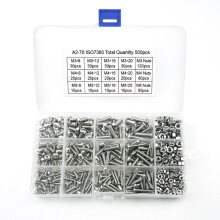 500pcs Screw With Nut Combination Kit M3 M4 M5 304 Stainless Steel Round Head Hexagon Socket Screws Nut Set