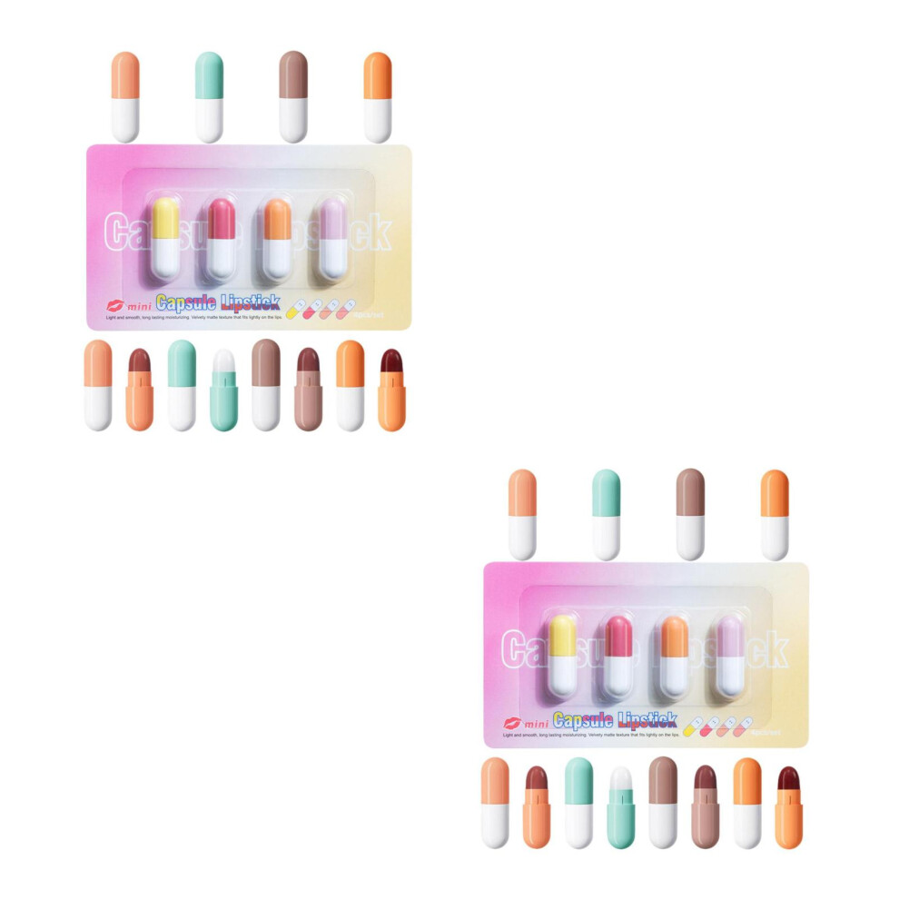 Iplusmile 8Sets Mini Pill Lipstick Kit For Women Matte Lipsticks Assorted Color