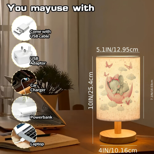 Lampe de sommeil éléphant alimentée par USB, 3 températures de couleur 2