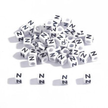 100 Acryl-Würfelbuchstabenperlen für Kinder zum Basteln von handgefertigtem Schmuck und DIY-Armbändern (6 mm-N)