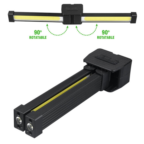 Rechargeable Work Light,1000LM Foldable Flashlight - Magnetic Base for Repairs, IP65 Waterproof & Runtime (USB-C, 3 Lighting Modes) 2