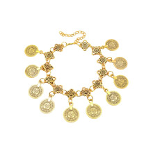 Vintage Gypsy Coin Tassels Anklet Chain Retro Bracelet for Women Stylish Barefoot Sandals Jewelry Accessory