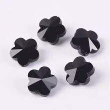 10 Stück 14 mm facettierte Kristallglas-Abstandsperlen in Blütenform, Schwarz