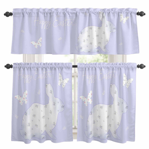 Easter Kitchen Curtains and Valances Set Flower White