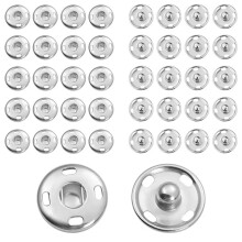 50 botones a presión de metal plateado de 15 mm (2 piezas), 10 juegos, remaches de latón para manualidades y costura.
