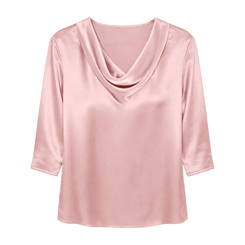 Damebluse med drapert hals, ensfarget, 3/4-ermet 2