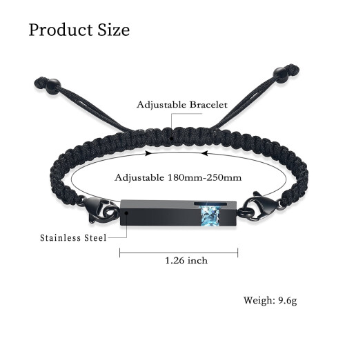 Kristallkub urna armband justerbart vävt rep 1