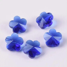 10 Stück 14 mm facettierte Kristallglas-Abstandsperlen in Blütenform, lose, für DIY-Schmuckherstellung – Tiefblau