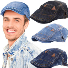 Beretă vintage din denim spălat pentru bărbați și femei, 1 bucată