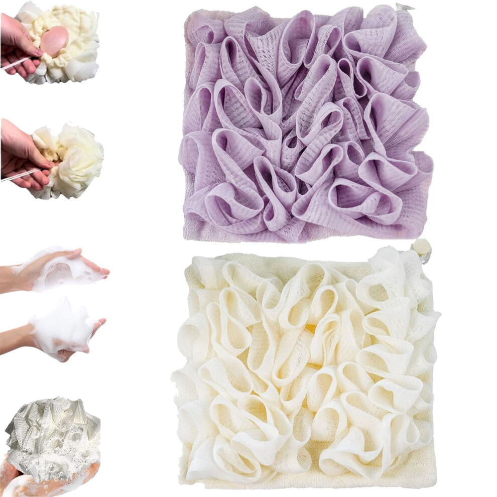 Washcloth Loofah Combo, 2 in 1 Bath Loofah Sponge,Loofah Washcloth, Washcloth Loofah,The Soft Loofah and Washcloth