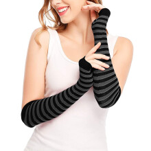 pxiakgy handschoenen voor dames, vingerloze handschoenen, lange, warme, punk, gothic armhandschoenen, wanten, grijs + één maat